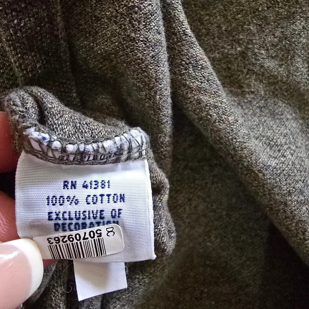 POLO RALPH LAUREN Long Sleeve Polo Mens M Olive Green Cotton‎ Pique Orange Pony